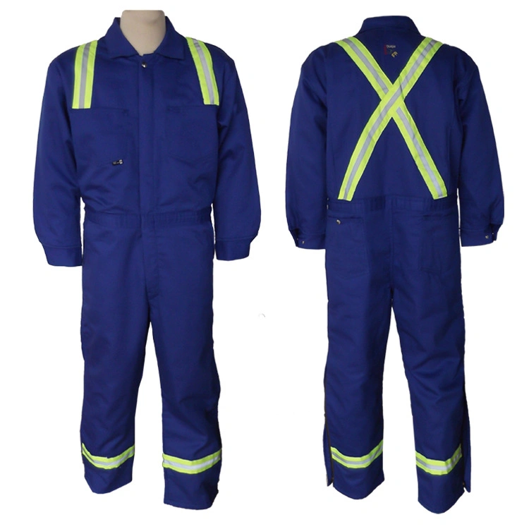 Flame Resistant Welding Oil and Gas Blue Coverall Uniforms Workwear