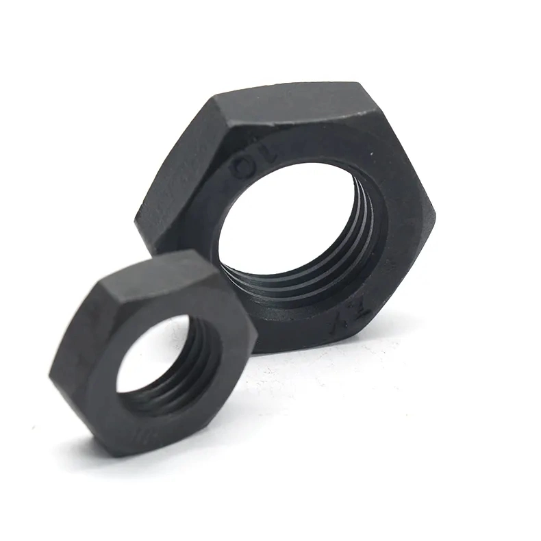 High Strength M6-M30 Carbon Steel DIN936 Grade 10.9 Black Hex Thin Nuts