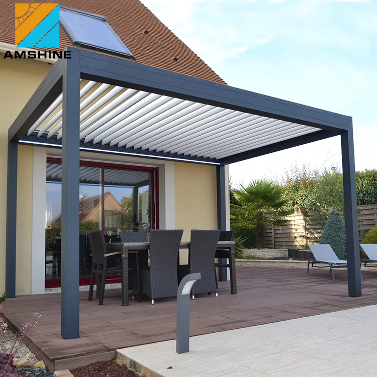 Terraza eléctrica techo aluminio Louvre techo Metal Villa Jardín Pergola Cocina al aire libre con Pergola