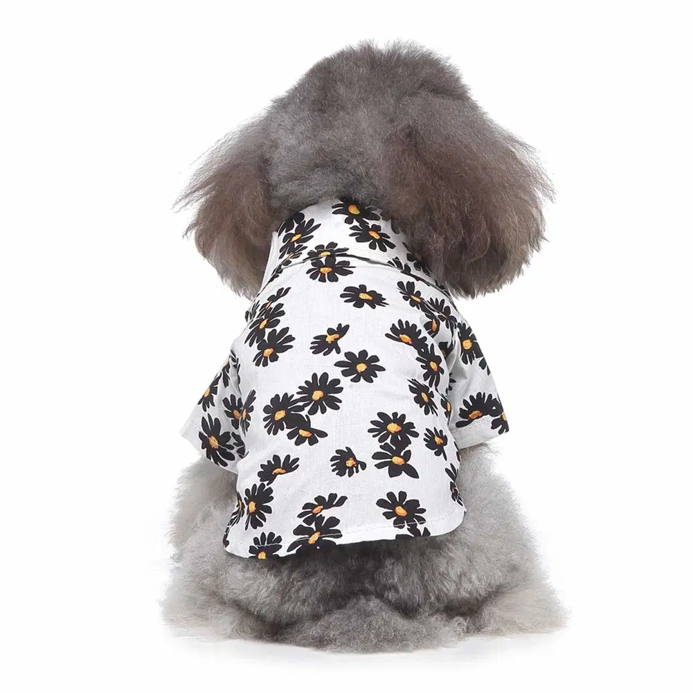 Hanyang Fashionable Custom Pattern Dog Clothes Summer Vacation Hawaii Beach Pet Daisy Flower Shirt