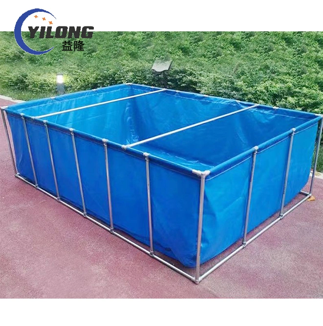 Fish Breeding Customized Steel Frame PVC Reinforced Portable Rectangle Water Tank Tarpaulin