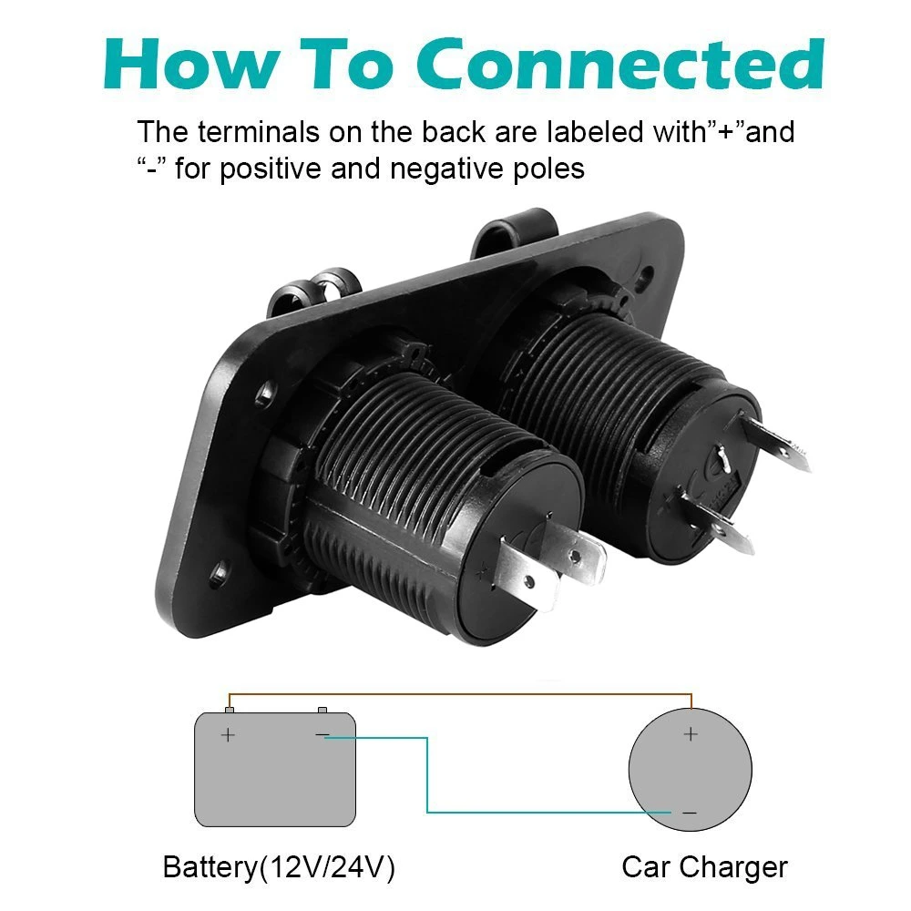 Carregador de tomada USB duplo 2.1A &amp; 2.1A com LED + 12V tomada de isqueiro, Tríplice Função de instrumentos para aluguer de veículo marinho moto ATV