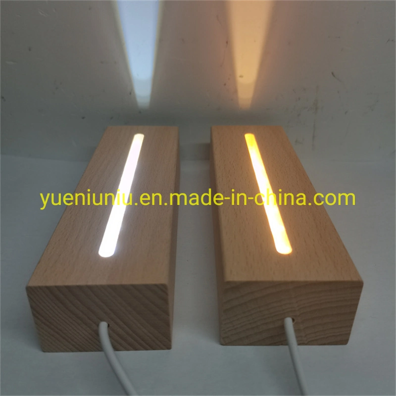 Wholesale/Supplier Oval 3D Acrylic USB Wooden Table Lamp LED Wall Wooden Stand for Resin Display Base