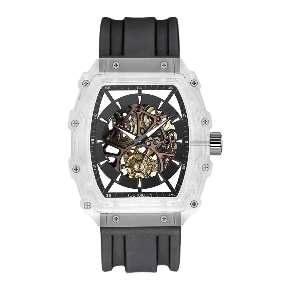 Luxury Tourbillon Watch Transparent Watch Sapphire Case Watch
