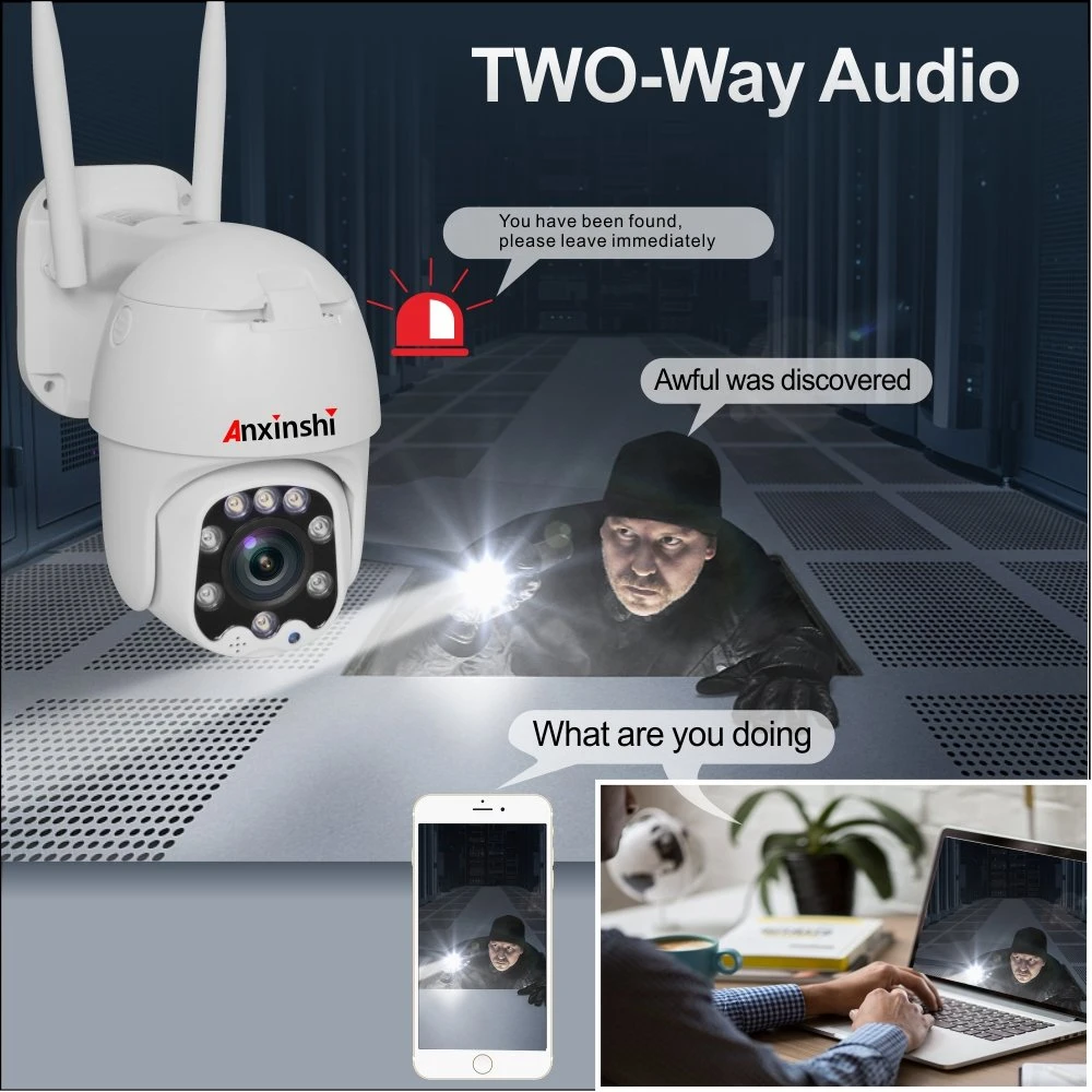 Anxinshi Starlight 5.0MP 5X Optical Zoom WiFi Camera Hidden with Two-Way Voice and Motion Alarm Function Wireless IP PTZ CCTV Camera