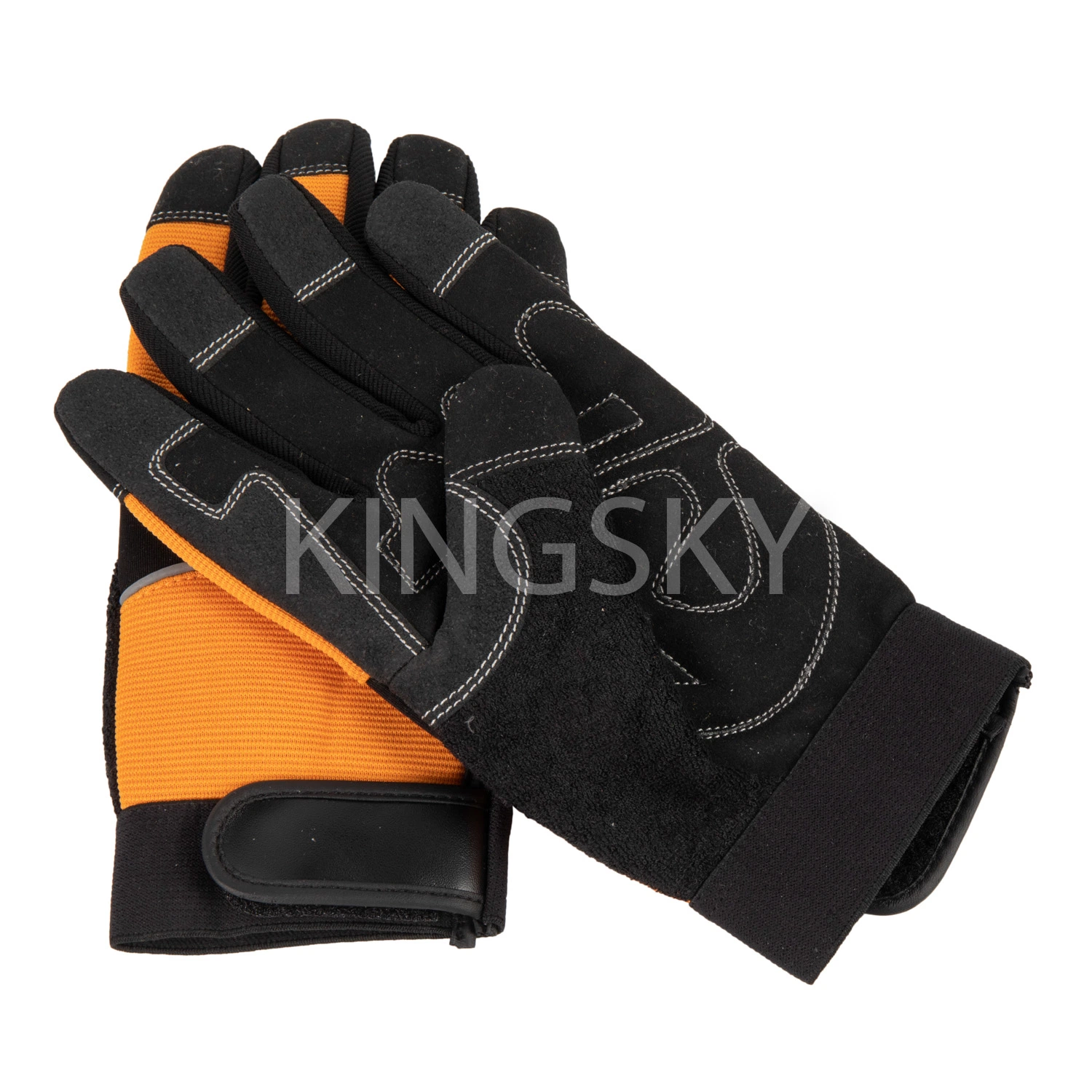 Microfiber Padded Palm Orange Color Spandex Back Tool Work Glove