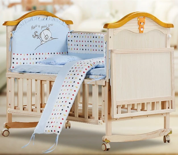 New Zealand Pine Adjustable Bedside Baby Cot/Attachable Baby Cot /Baby Swing Bed