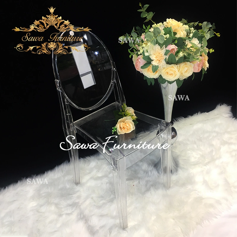 Crystal Acrylic Transparent Round Back Chiavari Tiffany Ghost Chair for Wedding Banquet Event