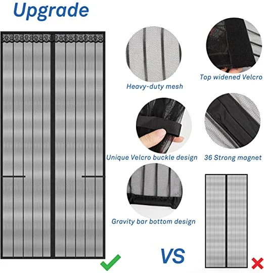 Puerta de la pantalla magnética Firguny, uso intensivo de las puertas de malla de imanes, pantalla de la puerta de cierre magnético para el frente único Patio trasero puerta corredera, el velcro de fotograma completo, Ja