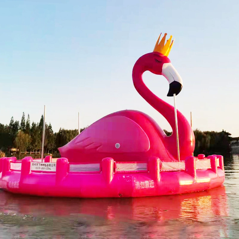 La fibre de verre géant de l'île Flottante Dock avec Flamingo forme pour les loisirs et divertissements