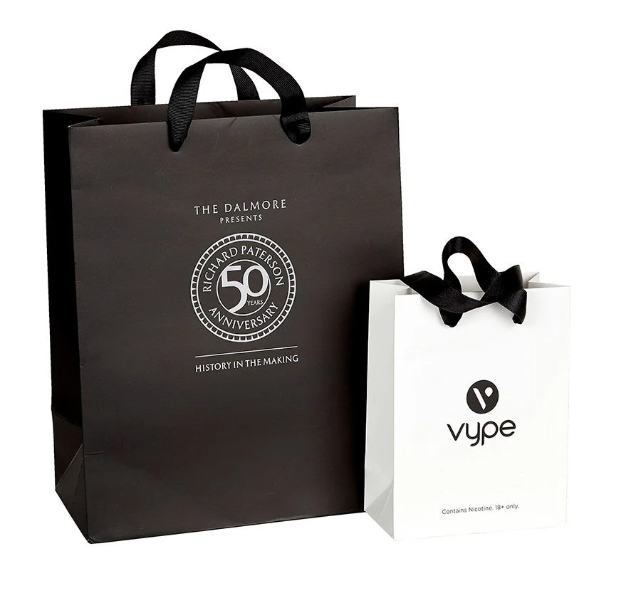 Personalizar el logotipo de marca de vino de lujo tiendas boutique bolsas de regalo de papel con asas