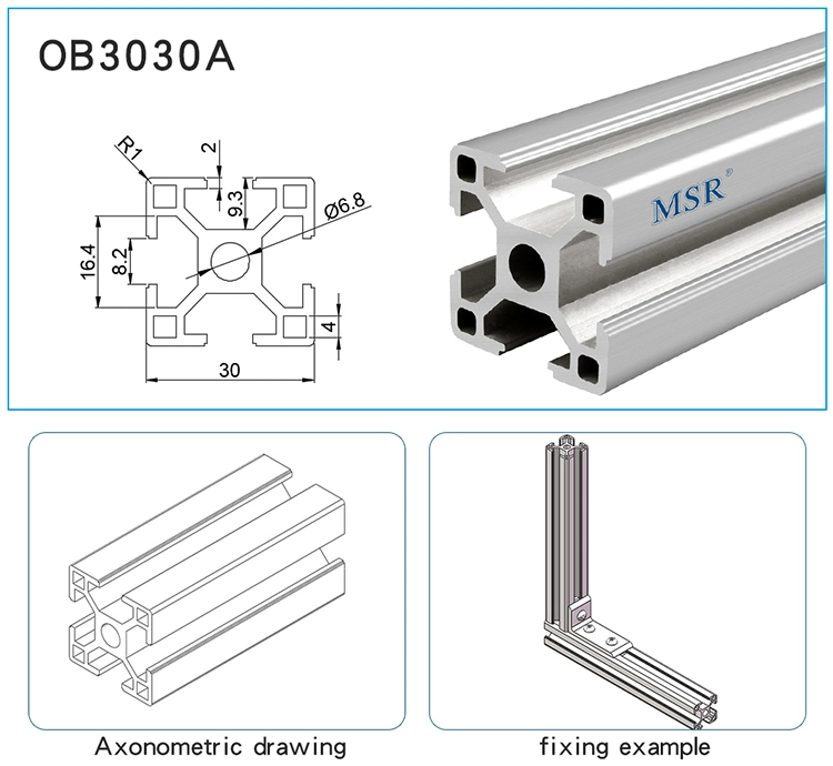 China Supplier Customised Competitive OEM Ob3030A Aluminum Extrusion for Making Machine in Clear Anodized 6105