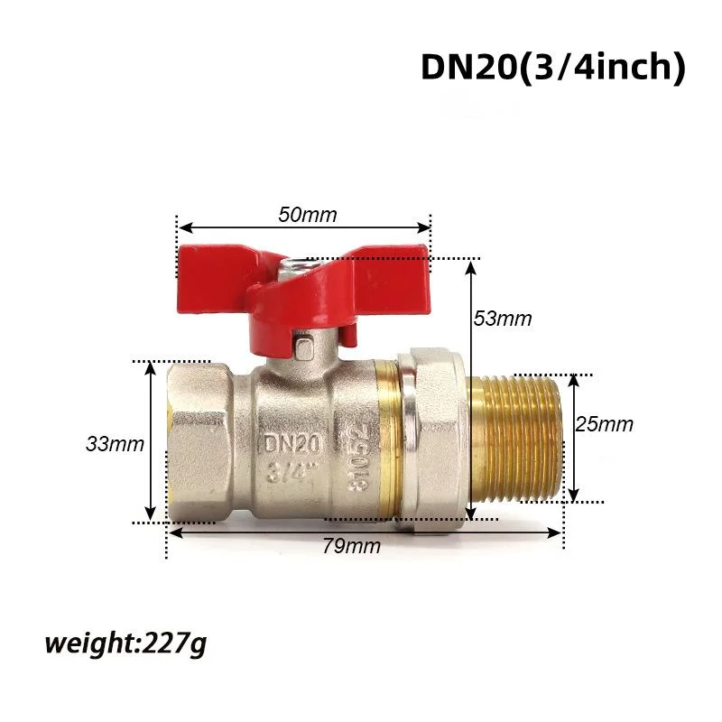 Fusan Red Short Handle Brass Ball Valve with Sleeve