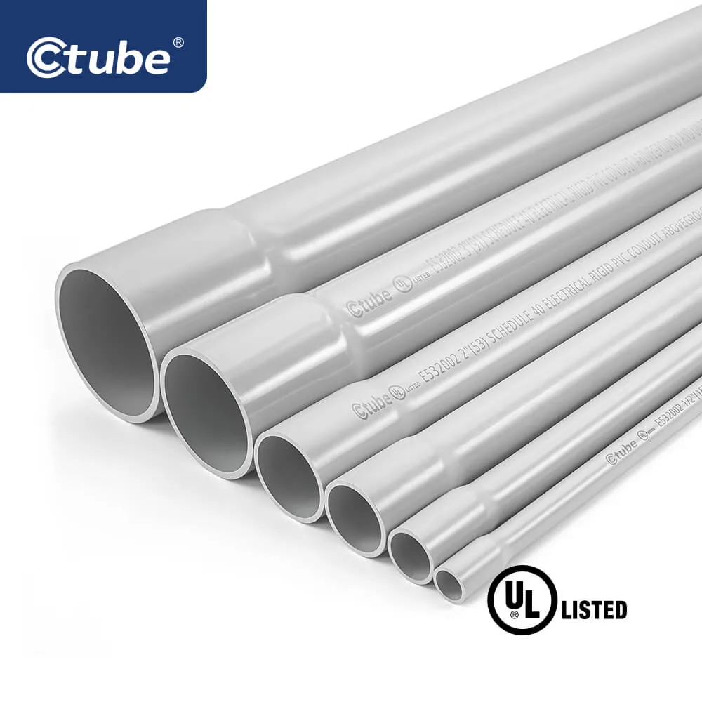 China cable Conduit Supplier rígido Sch 40 PVC Conduit Gris 10ft longitud