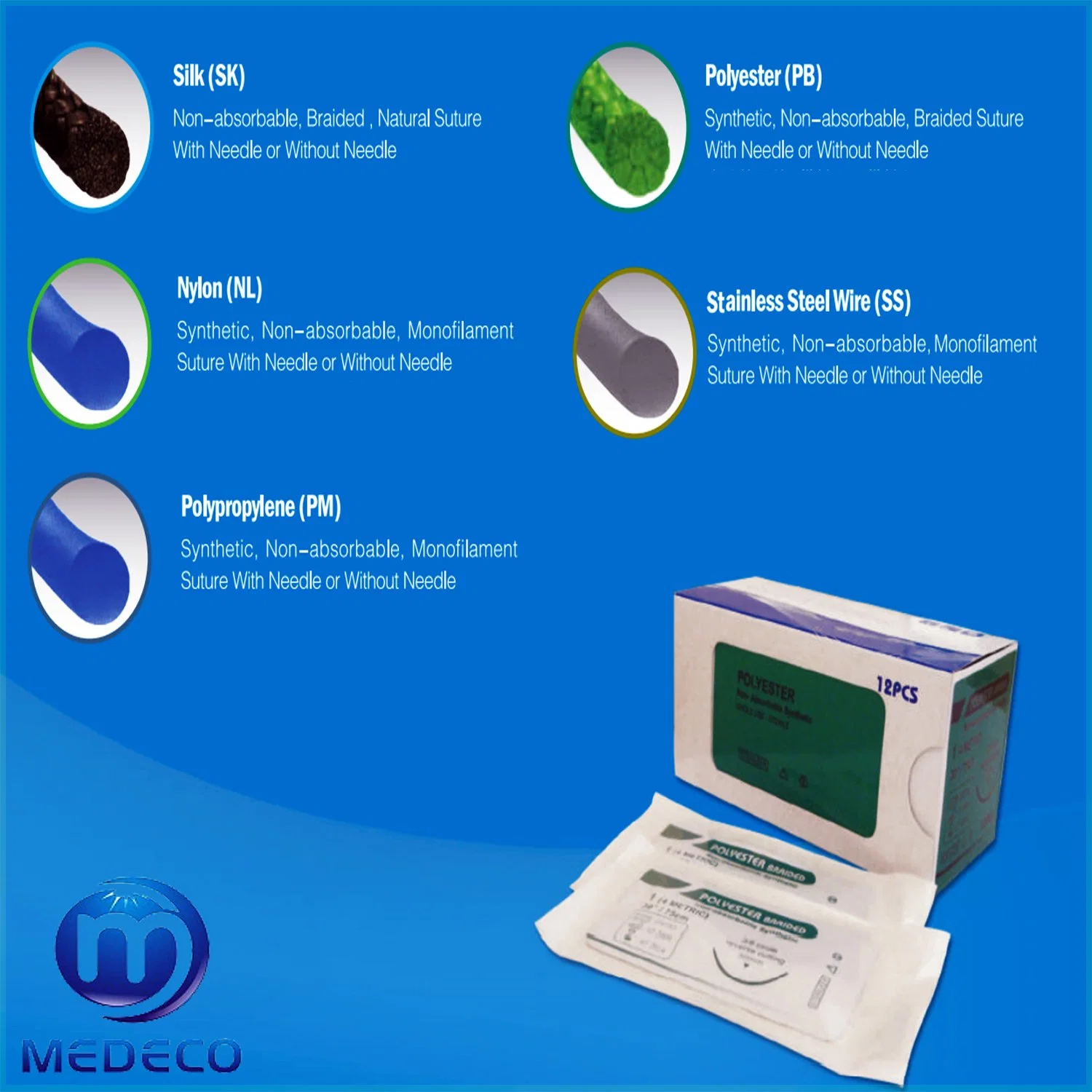 Medical Sterile Absorbable and Non Absorbable Chromic Catgut/Silk/PGA Surgical Sutures