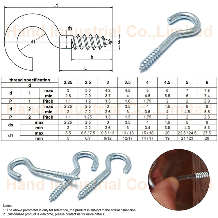 Hand Supply Moderate Price Long Shank Forged Screws Hook Open Eye