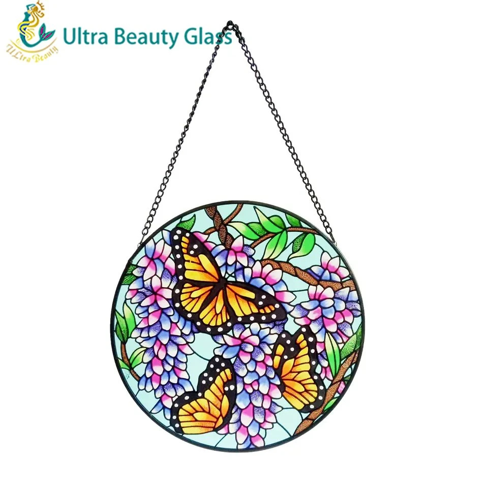 Várias cores Butterfly Design vitrais Arte trabalho bonito artesanal Decoração de quarto de presente