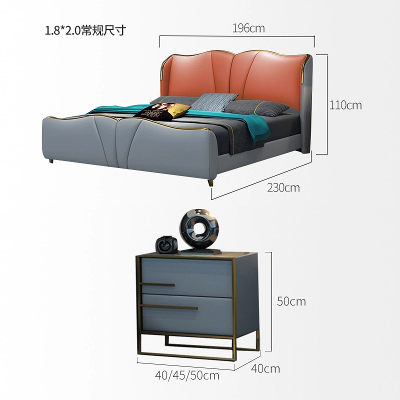 Factory Offer Hotel Leather Luxury Modern King Size Wood Bed Room Furniture Bedroom Sets Beds Frames Design