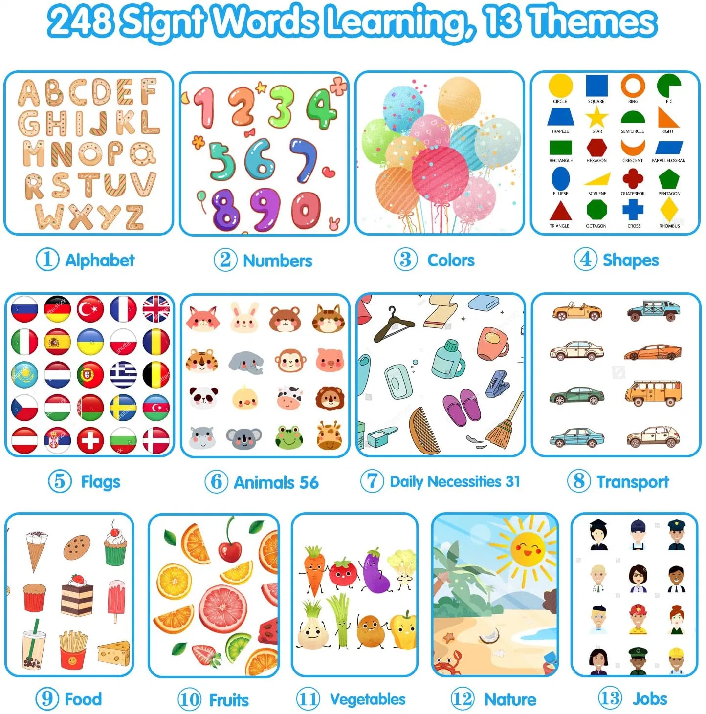 Educational Learning Talking Sight Words Flash Cards Kindergarten