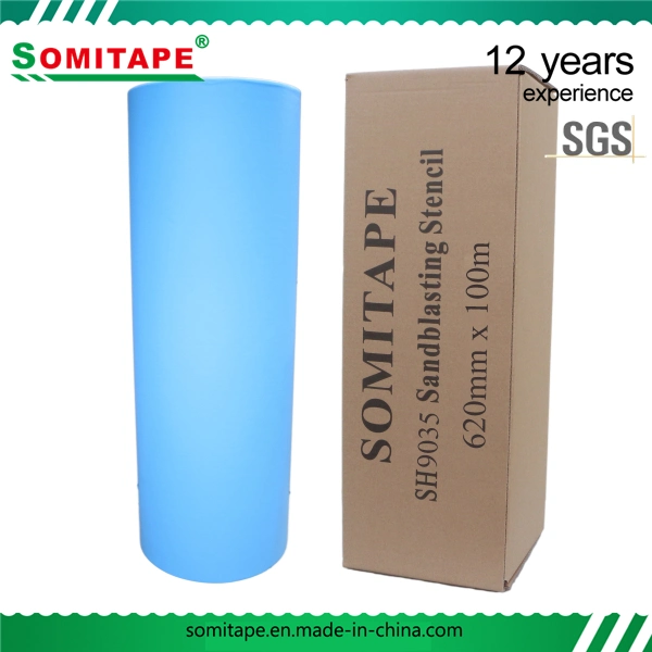 Somitape Sh9023 Industrial Grade Adhesive PVC Sandblasting Film for Protecting