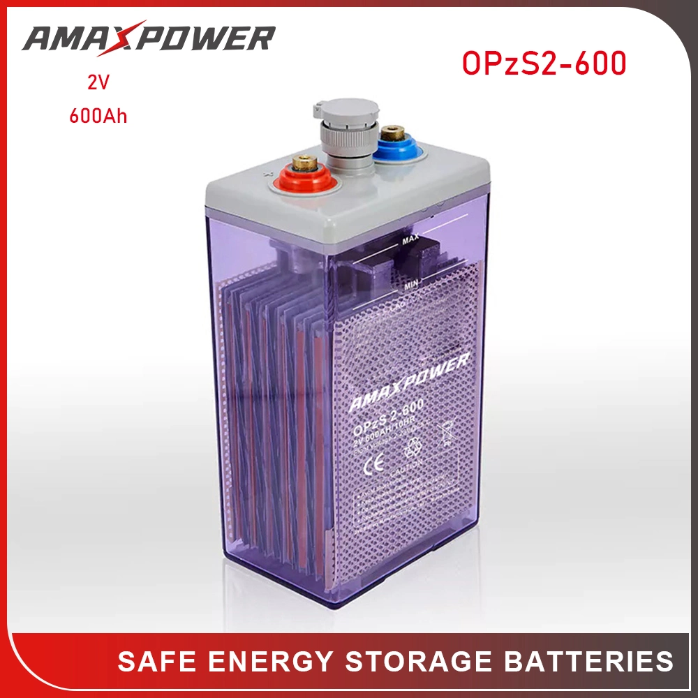 Amaxpower 2V 200Ah/420Ah/500 Ah/800Ah/1000ah/1500ah/2000ah/3000ah de chumbo inundado Tubular OPzS Bateria para Solar-Bts/Wind-Power/Telecom/UPS//Opzv Ferroviário