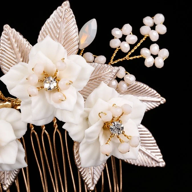 Bridal Wedding Clay Hair Comb Headpiece. Bridal Vintage Pearl Hair Comb Hair Accessories. Fashion Hair Accessories