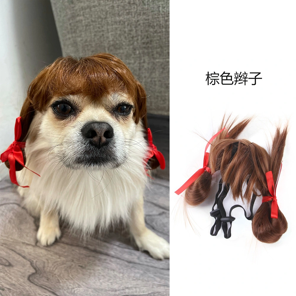Roupa de cão de gato Wigs cão de cabelo para o vestuário de festa Acessórios Cosplay Funny Head Wear Toy