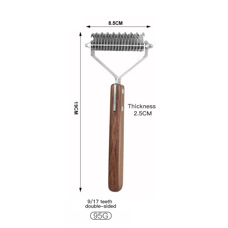 Custom Logo Productos de limpieza de madera de lujo Cabello de mascotas Grooming Comb Cepillo