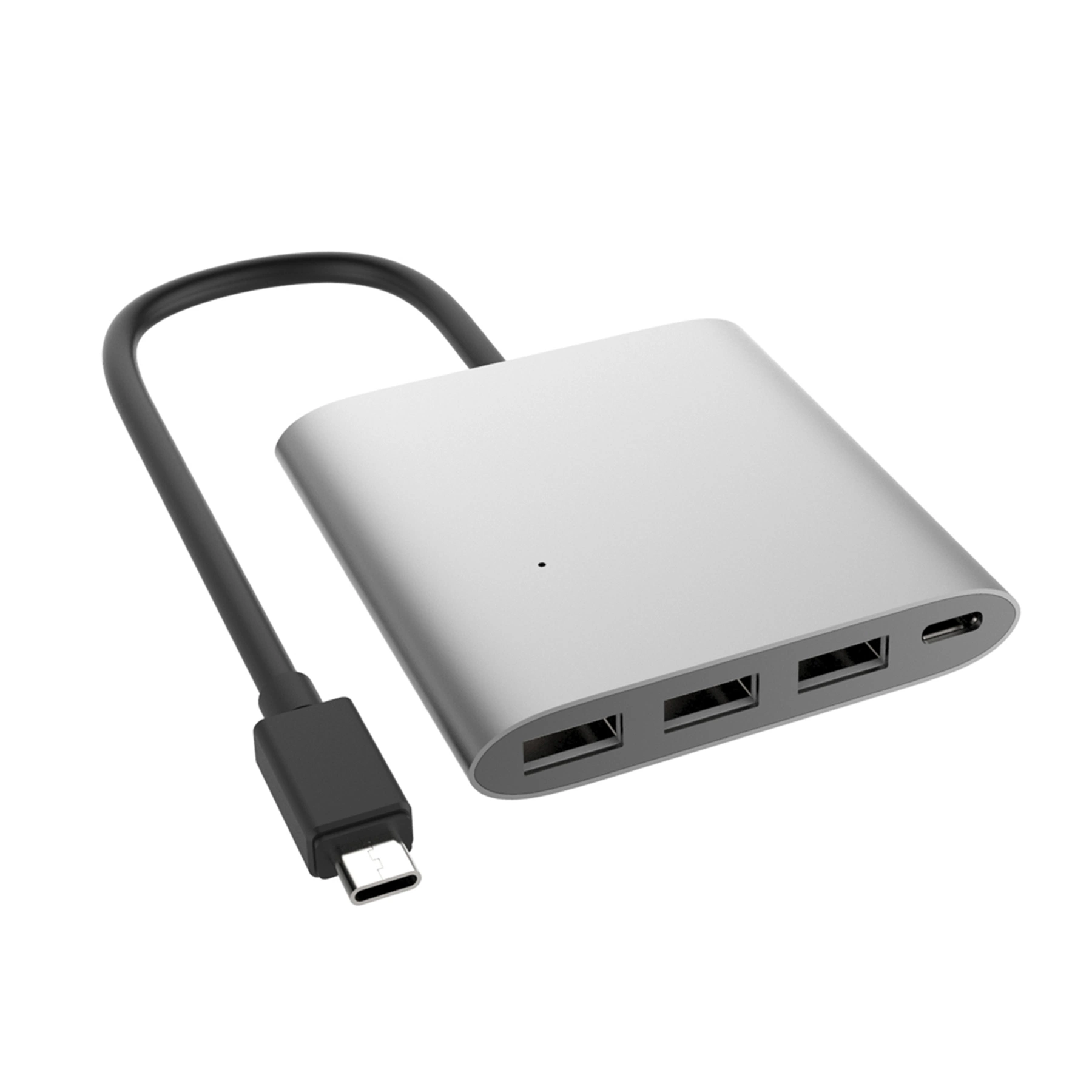 USB3401 UHP-C de aluminio de 4 puertos hub con suministro de energía