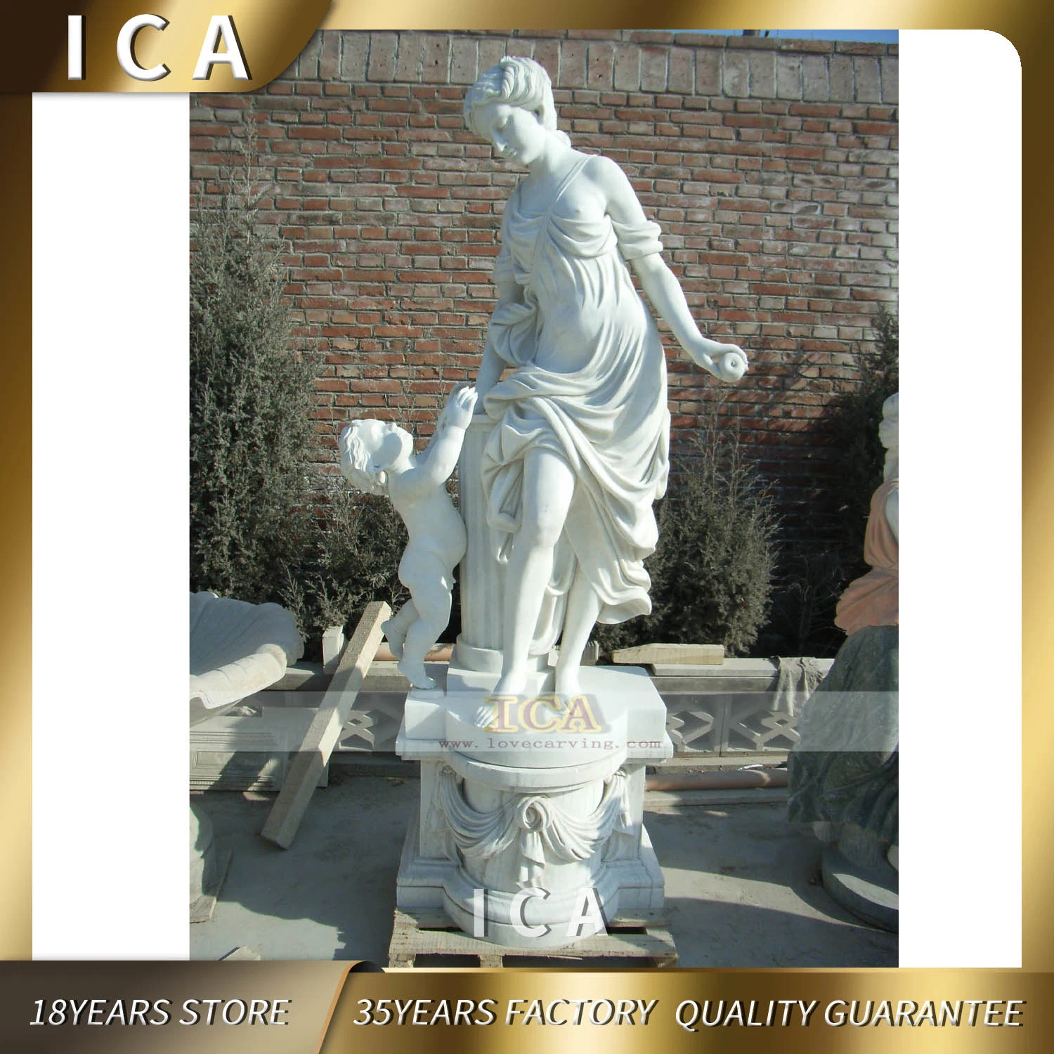 Outdoor Garden Decoration Mother and Son Large Marble Angel Statues