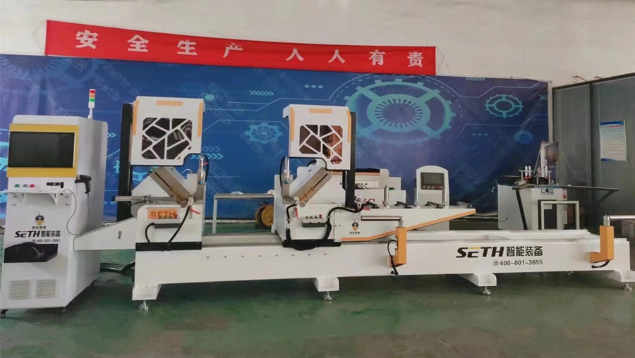 Aluminum Cutting Machine Aluminium Fabrication Machines Automatic CNC Double Head Cuting Saw for Elevator Door Set/ Auto Parts/Window Door Making/Curtain Wall