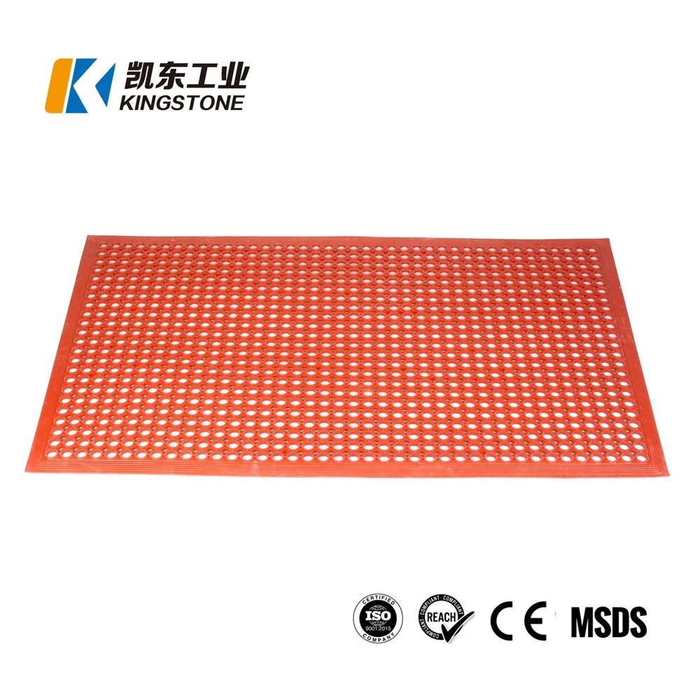 Drainage Holes Design Safety Grid Mattings Rubber Floor Mat for Kitchen Workbench