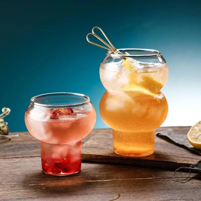 300/520ml Coffee Mug Household Transparent Whiskey Wine Yogurt Dessert Glass Cup Home Bar Drinkware Gourd Shape Cocktail Glass