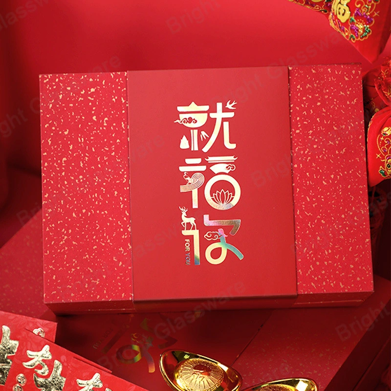 Rojo envases de cartón de lujo Regalos personalizados impresión diseño de caja de té con bolsa