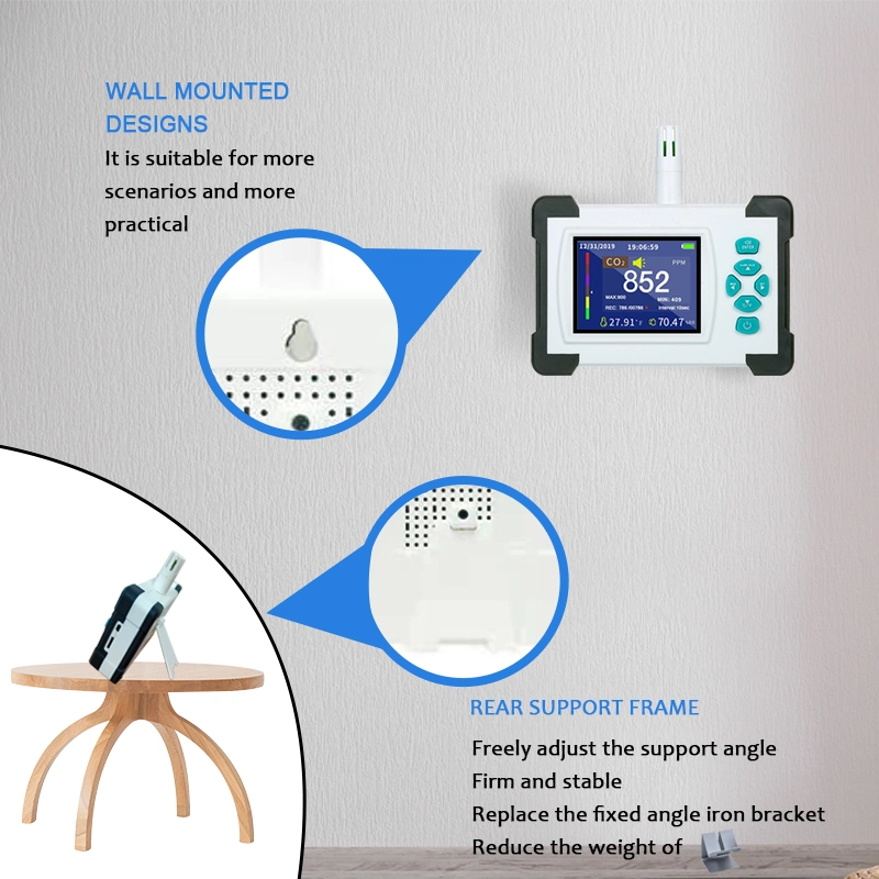 مقياس CO2 مستشعر الأشعة تحت الحمراء الحقيقي Ndir CO2 Monitoring Detector Gas (غاز جهاز الكشف لمراقبة CO2 متر