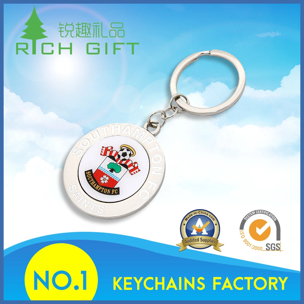 Wholesale Cheap Custom Metal Zinc Alloy Nickel Finish Spinning Mini Soccer Ball Keychain for Promotion