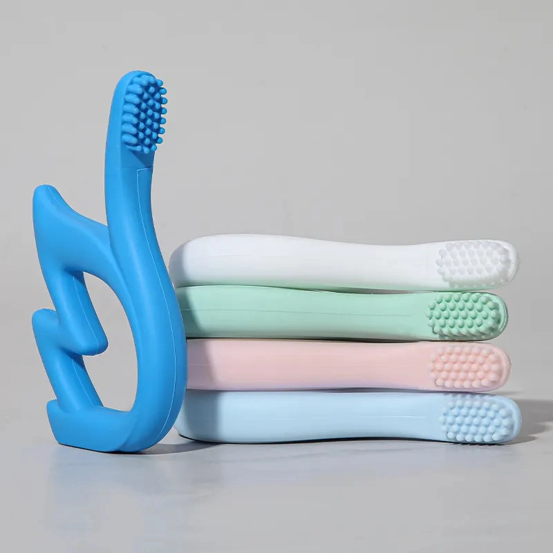 Newborn Gifts Baby Sensory Toys 100% Food Silicone Toothbrush Teether