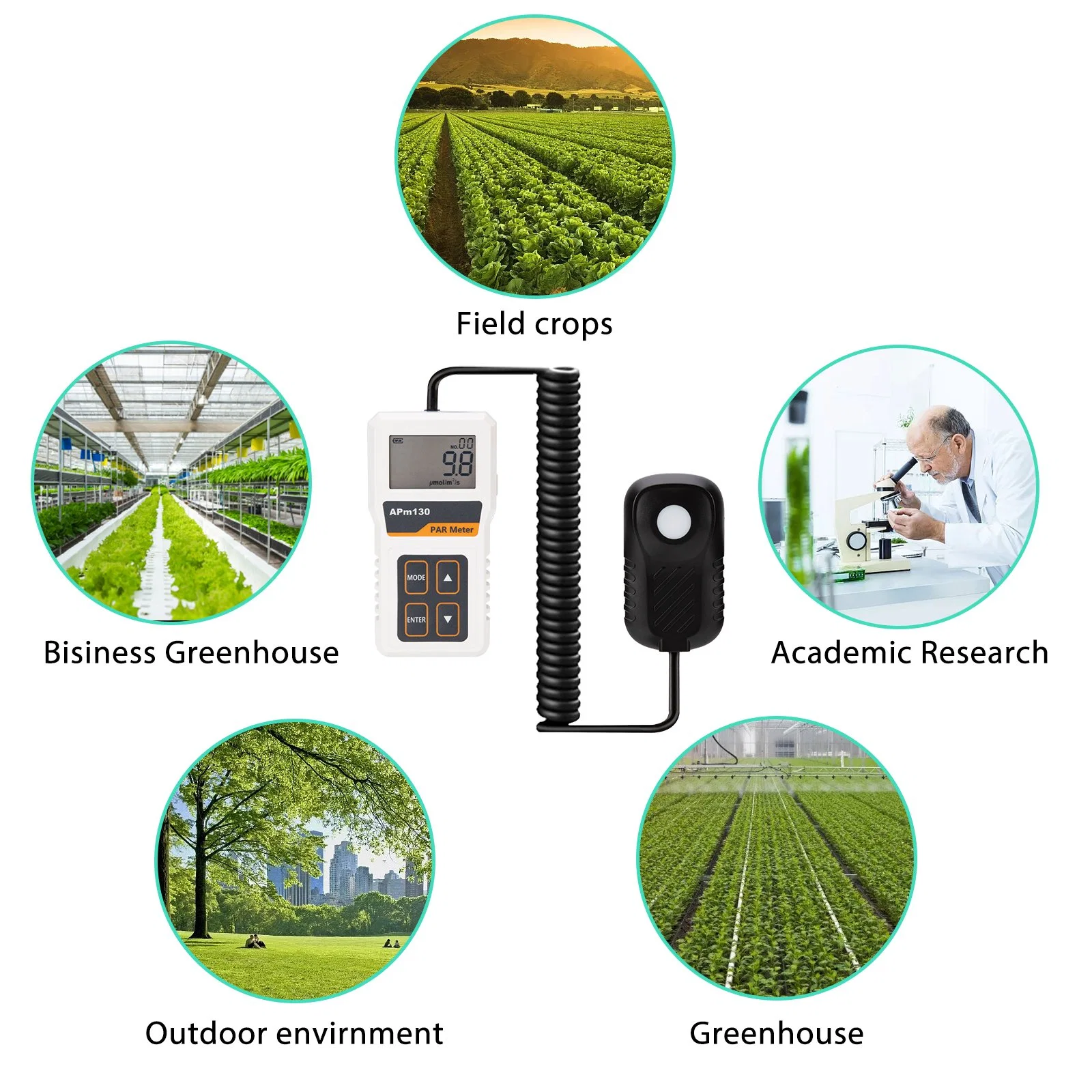 High Accurate Light Meter Measures Photosynthetically Active Radiation Ppfd Meter PAR Meter for Grow Light