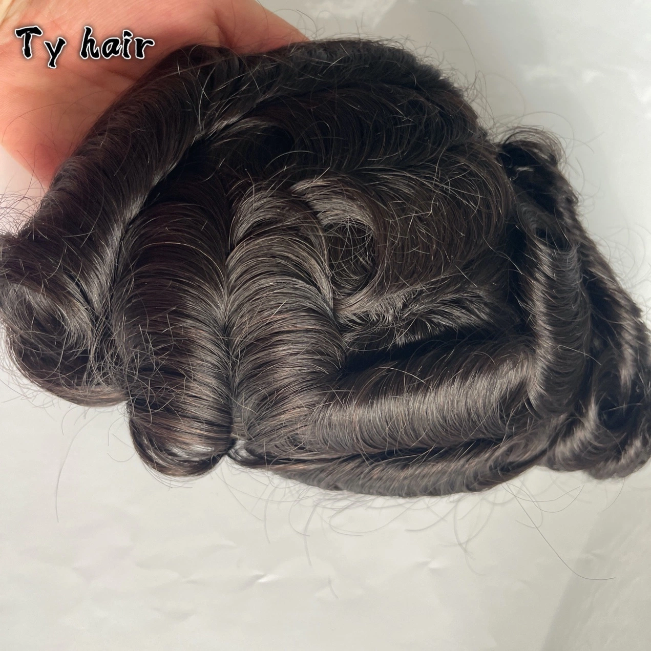 General 1b Color French Lace Base Human Natural Hair Replacement Toupee Systems for Men Hair Decoration