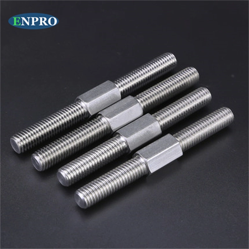 304 Stainless Steel Double Head Screw Bolt Screw Rod Two End Toothed Rod Threaded Bolt Stud with Hex Middle