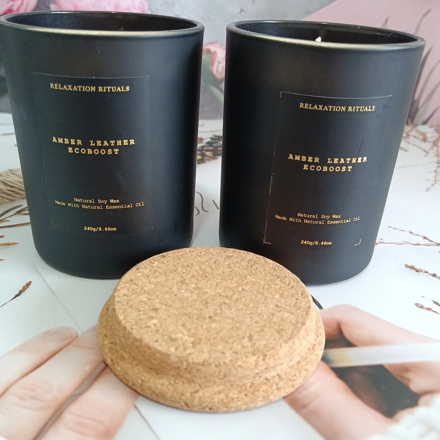 Luxury Soy Wax Black Color Glass Aromatherapy Candles Rose Scent Private Label Essential Oil Scented Candles