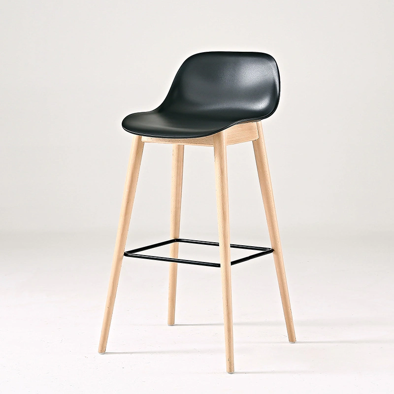 Moderne Kunststoff-Dining Bar Chair Möbel für Wohnzimmer mit Holzbein