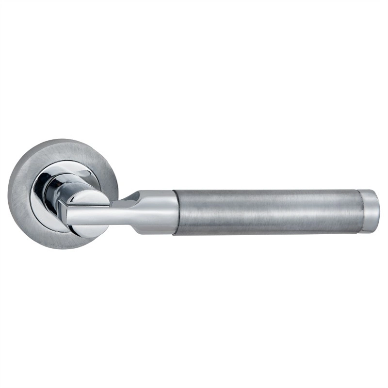 Poignée de porte en zinc/alliage de zinc/aluminium avec serrure de porte encastrée en rosette ronde