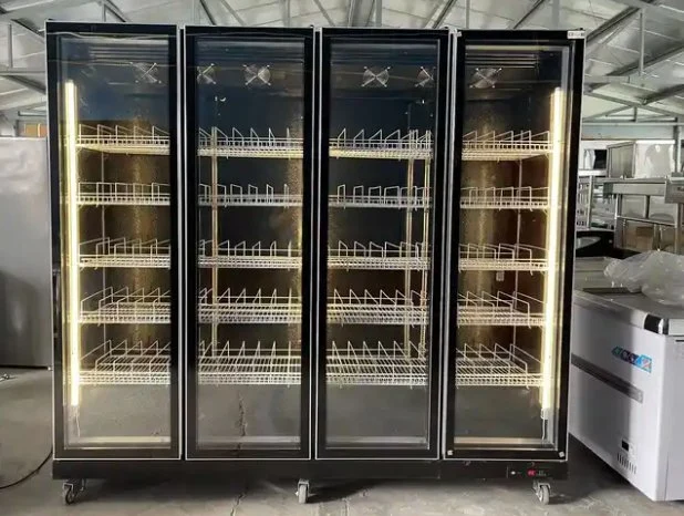 4-Door Supermarket Commercial Glass Door Refrigerator and Freezer Refrigeration Equipment