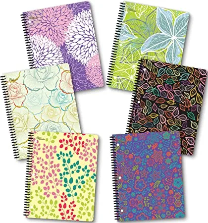 New Generation &ndash; Floral &ndash; Spiral Notebooks, Wide Ruled 1 Subject 70 Sheets, 8 X 10.5 Inch Wire Bound Spiral Notebooks Set, with 3 Hole Punch