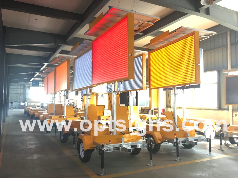 Matriz de cores simples e multi monitor LED âmbar Trailer-Mounted movidos a Energia Solar Portátil Placas de mensagem variável