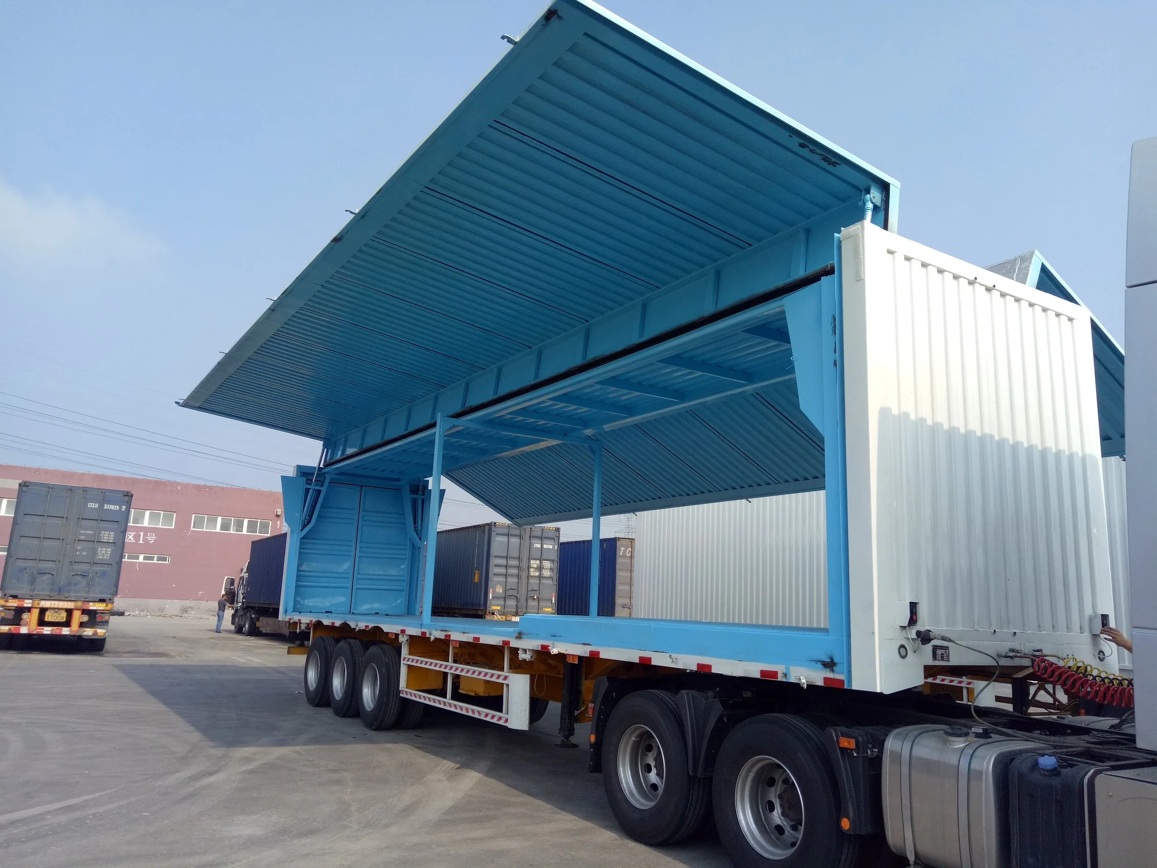 Luen 3 Axle 45tons Standard Box Semi Trailers Grain Transportation