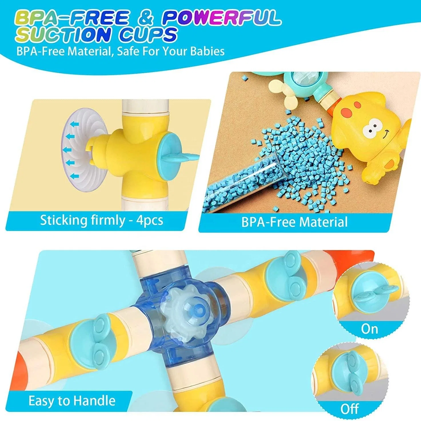 Baby DIY Pipes Tubes Bath Wall Toy Waterfall Fill Spin and Flow Bath Toys Bathtub Toys for 2 3 4 Year Old Kids Fun Birthday Gift