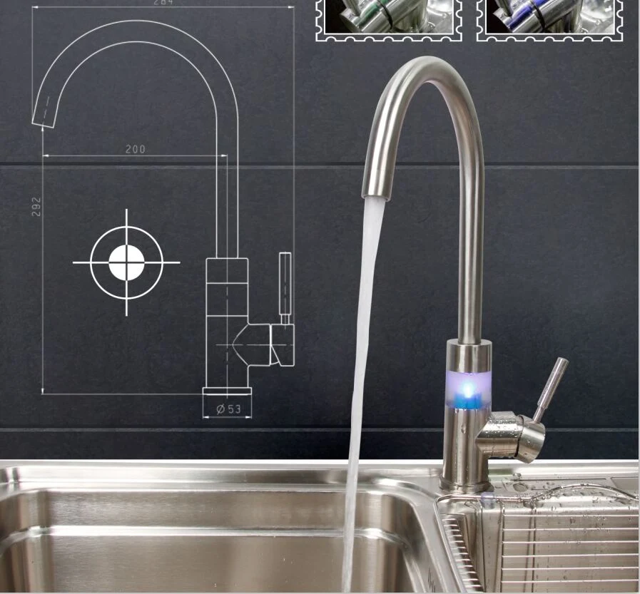 Precision Casting Basin Kitchen Sink LED Kitchen Mixer Tap