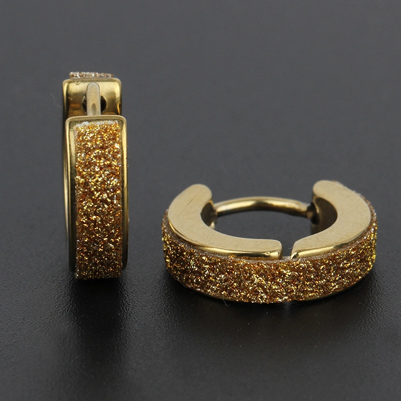 Fashion Safe Body Piercing Jewelry ASTM F136 Titanium Broadside High Shiny Edge Goldleaf Surface Hoop Huggie Earring Clicker Creoles Piercing Jewelry